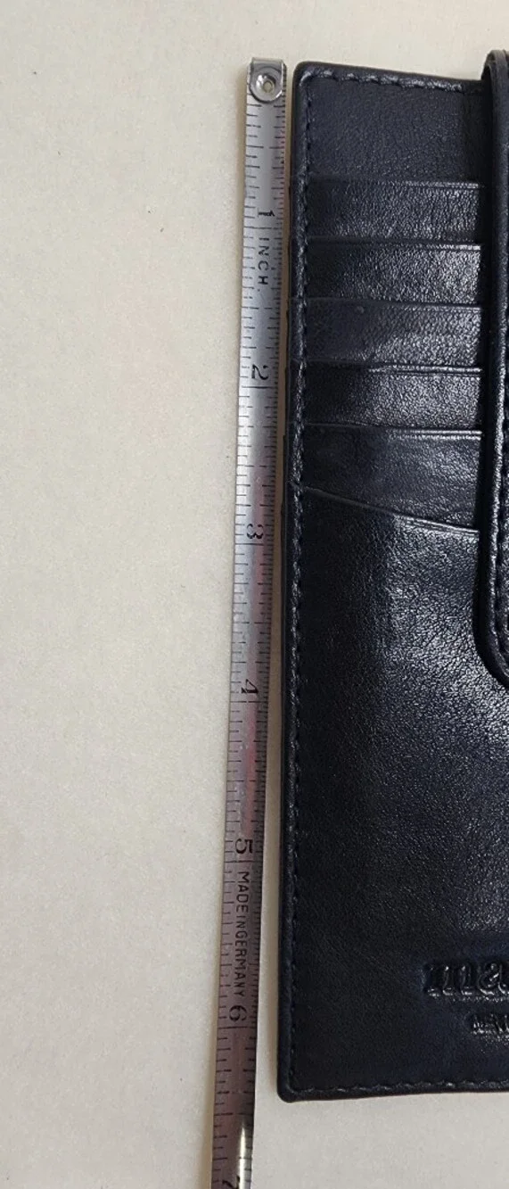 Margot Black Leather Wristlet Card & Zip Holder with Strap